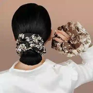 左欧 大肠 高级感碎花 精致复古 公主风高颜值大号 发圈 头绳 女款