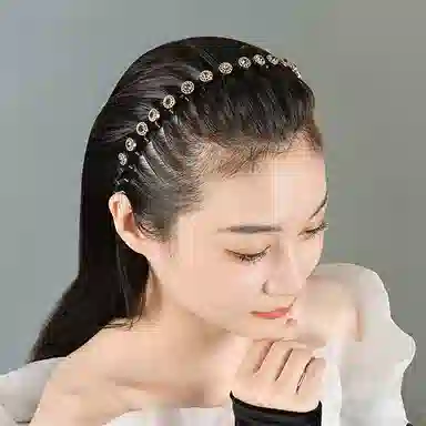 左欧 带齿防滑刘海碎发整理神器外出压碎发防滑设计气质水钻珍珠 发箍 女款