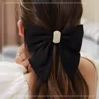 左欧 大蝴蝶结优雅弹簧夹发饰 发卡头饰夹子头花 布艺 合金 发夹 女