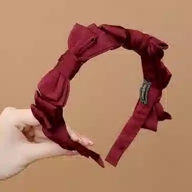 左欧 高级感缎面百搭发卡头箍新款高颅顶发饰 蝴蝶结发箍 女款
