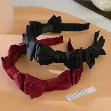 左欧 高级感缎面百搭发卡头箍新款高颅顶发饰 蝴蝶结发箍 女款