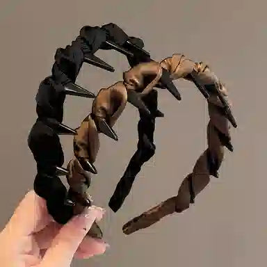 左欧 黑色高颅顶绝美带齿蓬松高级感 布艺 发箍 女款