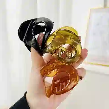 左欧 异形设计中号抓夹 半扎发 异形高马尾发抓后脑勺鲨鱼夹 发夹 女款