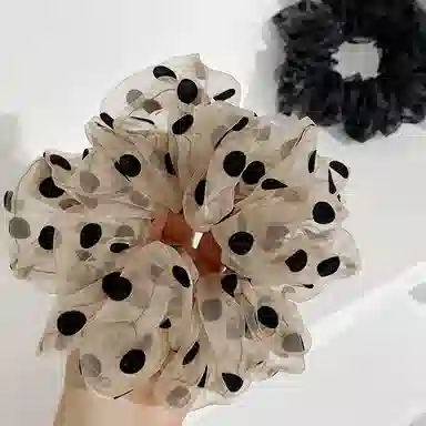 Zuoou Large Polka Dot Organza Ponytail Holder