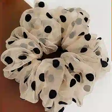 Zuoou Large Polka Dot Organza Ponytail Holder