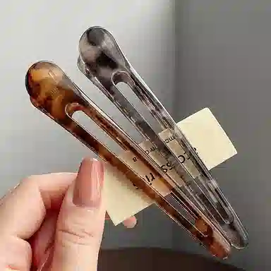 左欧 豹纹刘海前额侧边顶鸭嘴无痕化妆洗脸 亚克力 发夹 女款