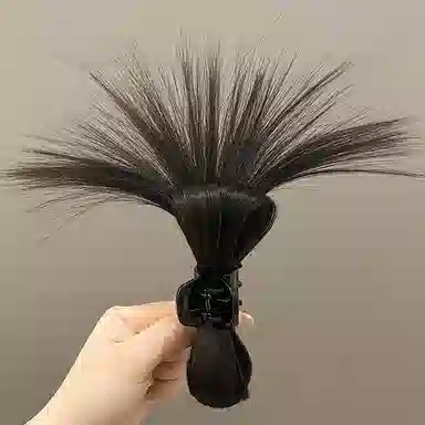 左欧 假发抓夹女半扎发喷泉高马尾半扎丸子头鸡窝头发量少发抓顶夹头饰 发夹 女款