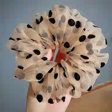 Zuoou Large Polka Dot Organza Ponytail Holder