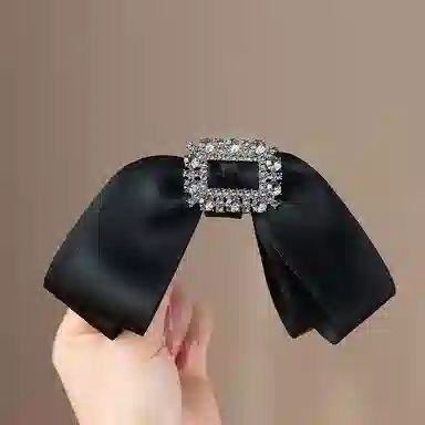 左欧 后脑勺蝴蝶结一字夹高端水钻弹簧夹 布艺 发夹 女款