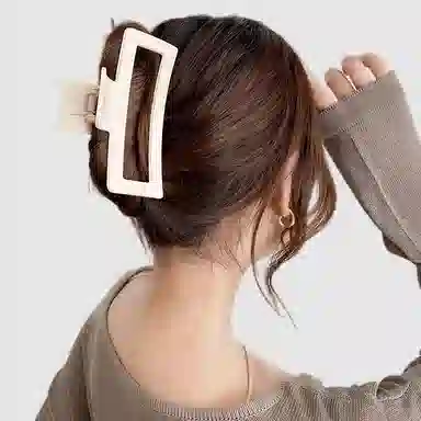 左欧 超大号纯色抓夹后脑勺方形鲨鱼夹 发夹 女款