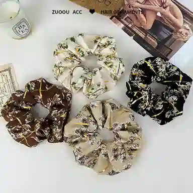 左欧 大肠 高级感碎花 精致复古 公主风高颜值大号 发圈 头绳 女款