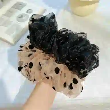 Zuoou Large Polka Dot Organza Ponytail Holder