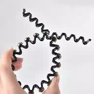 左欧 带齿防滑刘海碎发整理神器外出压碎发防滑设计气质水钻珍珠 发箍 女款