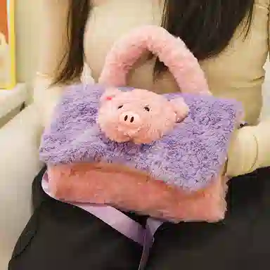 乐乐鱼 卡通可爱背包单肩卡通手提斜挎冬季可拆洗包包 治愈 玩偶周边