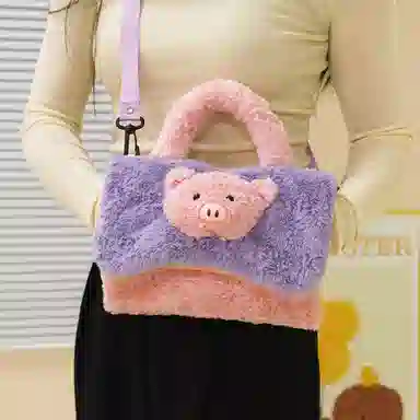 乐乐鱼 卡通可爱背包单肩卡通手提斜挎冬季可拆洗包包 治愈 玩偶周边