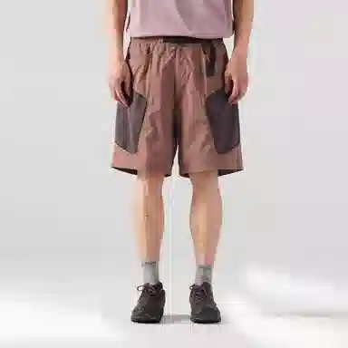 蓝岐 直筒拼接工装口袋户外撞色软壳五分休闲短裤 男女同款