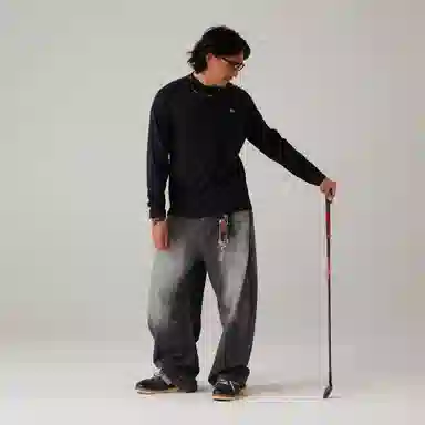 LANQI MONTE Washed Wide-Leg Jeans