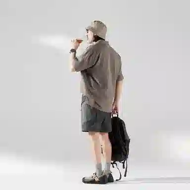 蓝岐 直筒拼接工装口袋户外撞色软壳五分休闲短裤 男女同款