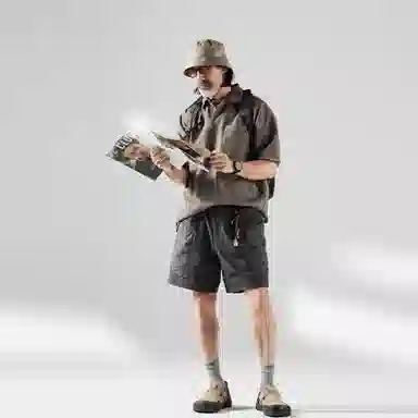 蓝岐 直筒拼接工装口袋户外撞色软壳五分休闲短裤 男女同款