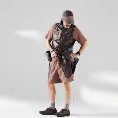 蓝岐 直筒拼接工装口袋户外撞色软壳五分休闲短裤 男女同款