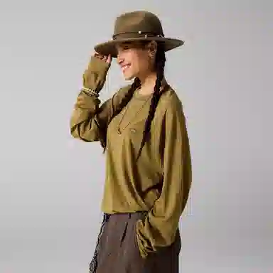 Lanqi Highland Reflective Print Antibacterial COOLMAX Merino Wool Base Layer Long Sleeve Tee Unisex