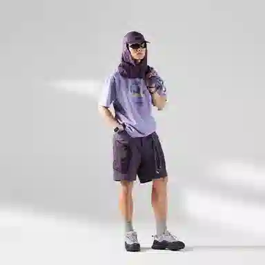 蓝岐 直筒拼接工装口袋户外撞色软壳五分休闲短裤 男女同款