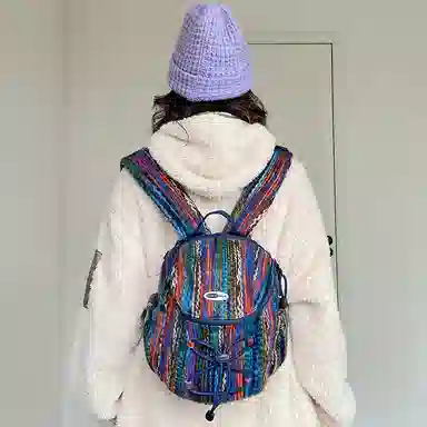 SUMAYZOY Scone Knit Backpack Soil Chestnut Monet Blue
