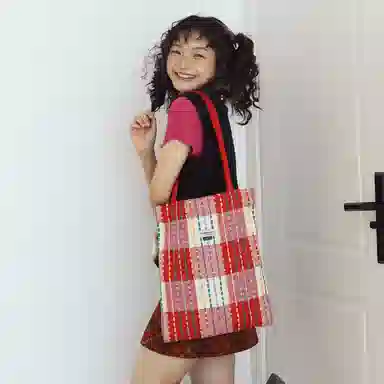 SUMAYZOY Rainbow Plaid Tote
