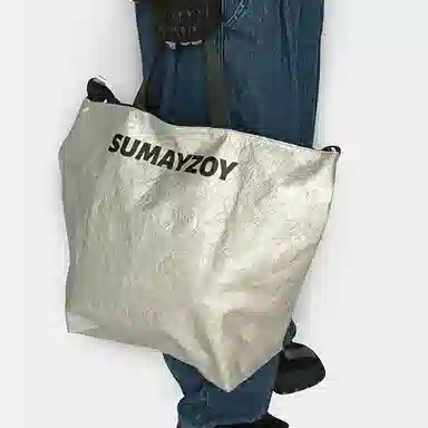 SUMAYZOY DuPont Paper Large Crossbody Bag Silver Black