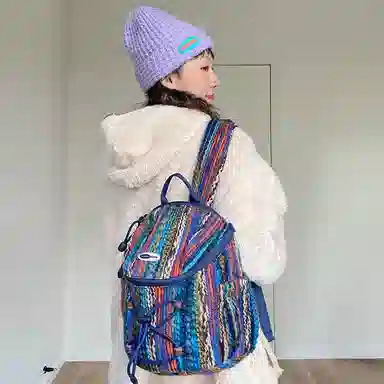 SUMAYZOY Scone Knit Backpack Soil Chestnut Monet Blue