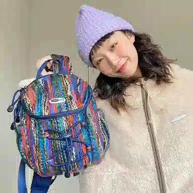 SUMAYZOY Scone Knit Backpack Soil Chestnut Monet Blue