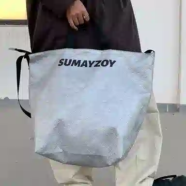 SUMAYZOY DuPont Paper Large Crossbody Bag Silver Black