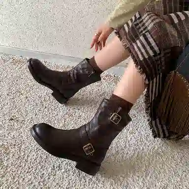 羊皮 复古时尚舒适百搭 短靴 女款