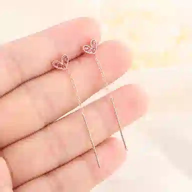 亲喜 爱心 小清新少女心甜美轻奢优雅   气质高级感粉嫩嫩流苏耳环 合金 耳钉 女款