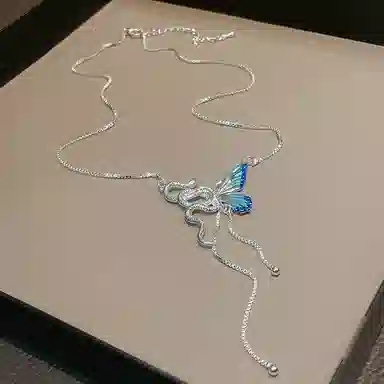 亲喜 新中式蛇与蝴蝶流苏设计感小众高级感潮流 合金 项链 女款