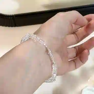 亲喜 碎银子小清新透明感温柔甜美少女百搭日常森系优雅韩版清冷感气质天然 白水晶 手链 女款