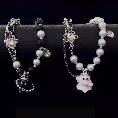 亲喜 黑白小幽灵 卡通串珠小众甜酷风辣妹个性可爱搞怪万圣节酷设计感 合金 手链 女款