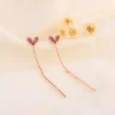 亲喜 爱心 小清新少女心甜美轻奢优雅   气质高级感粉嫩嫩流苏耳环 合金 耳钉 女款