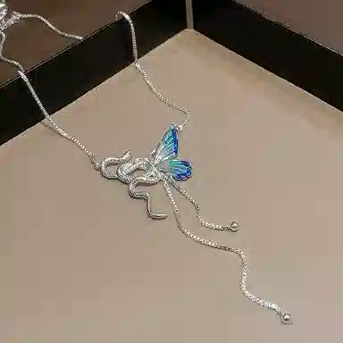 亲喜 新中式蛇与蝴蝶流苏设计感小众高级感潮流 合金 项链 女款