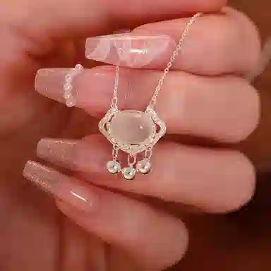 亲喜 如意平安锁 温柔轻奢小清新国潮设计感气质高级优雅温柔甜美古风清冷感 玉髓 玉石项链 女款 礼盒装