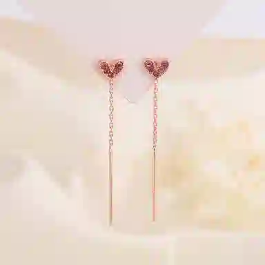 亲喜 爱心 小清新少女心甜美轻奢优雅   气质高级感粉嫩嫩流苏耳环 合金 耳钉 女款