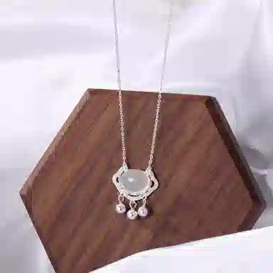 亲喜 如意平安锁 温柔轻奢小清新国潮设计感气质高级优雅温柔甜美古风清冷感 玉髓 玉石项链 女款 礼盒装