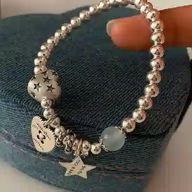 亲喜 摇滚甜心甜酷温柔可爱少女星星爱心多巴胺小清新森系优雅设计感酷街头嘻哈 合金 手链 女款 银色