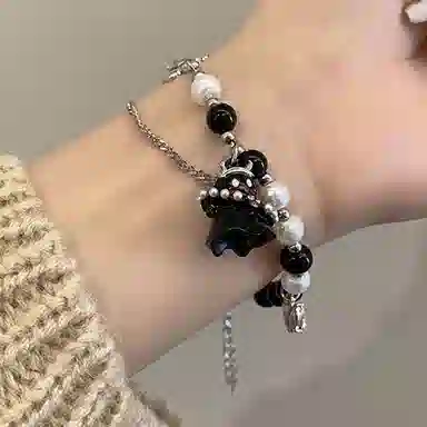 亲喜 黑白小幽灵 卡通串珠小众甜酷风辣妹个性可爱搞怪万圣节酷设计感 合金 手链 女款