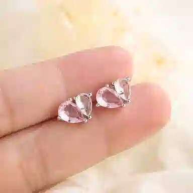 亲喜 双色爱心温柔可爱 甜美轻奢 锆石 耳钉 女款