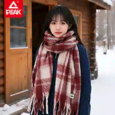 匹克 流苏撞色渐变韩系加厚防寒保暖 聚酯纤维 绒线围巾 男女同款情侣款