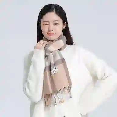匹克 冬季防寒保暖多巴胺文艺小清新流苏披肩两用 羊仔毛 聚酯纤维 绒线围巾 男女同款情侣款 棕色/蔚蓝/粉色/米白