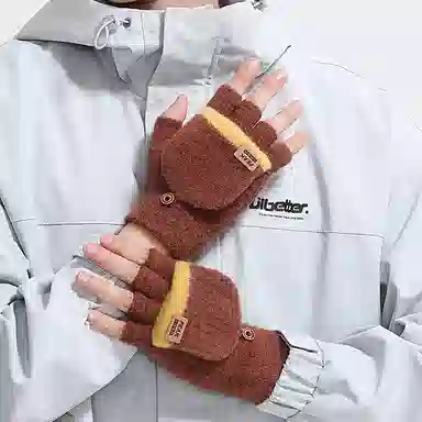 匹克 秋冬保暖翻盖半指灵活时尚百搭 锦纶/氨纶 绒线手套 男女同款情侣款 多色可选