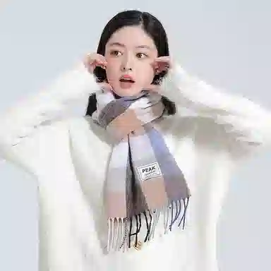 匹克 冬季防寒保暖多巴胺文艺小清新流苏披肩两用 羊仔毛 聚酯纤维 绒线围巾 男女同款情侣款 棕色/蔚蓝/粉色/米白