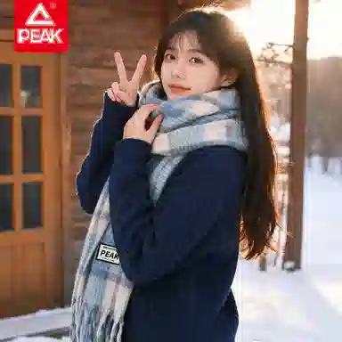 匹克 流苏撞色渐变韩系加厚防寒保暖 聚酯纤维 绒线围巾 男女同款情侣款